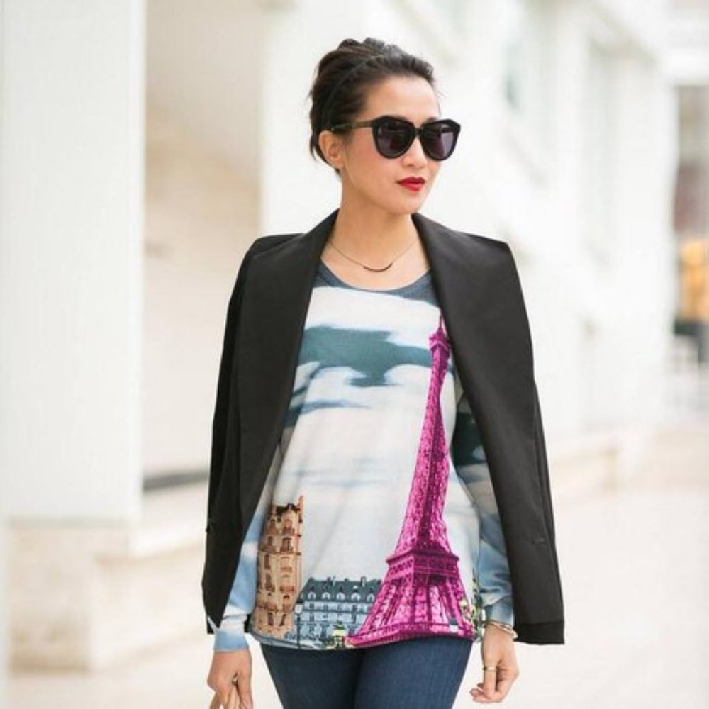 Tibi Eiffel Tower Colorful Sweater Pullover Top